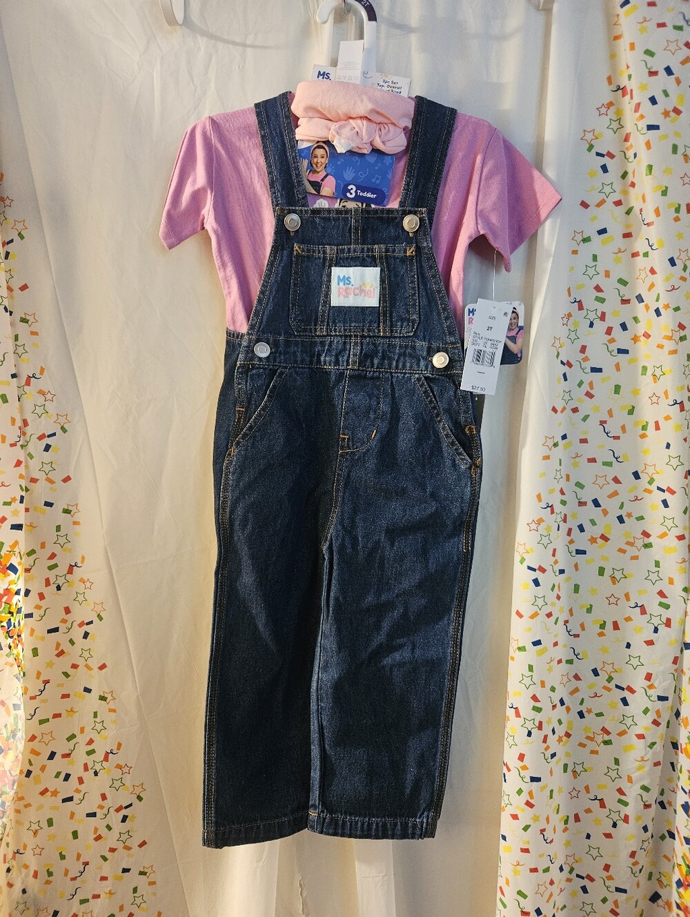 MS. RACHEL 3 PIECE TODDLER OUTFIT: TOP, OVERALL, HEADBAND: NEW WITH TAGS: SZ 2T